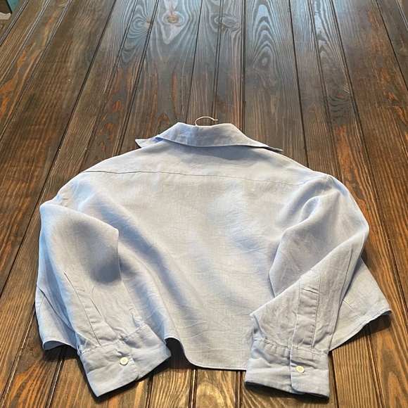 ZARA // CROP BUTTON UP TOP LINEN BLEND - Picture 6 of 7